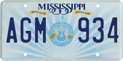 MS license plate AGM934