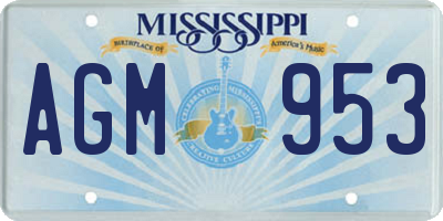 MS license plate AGM953