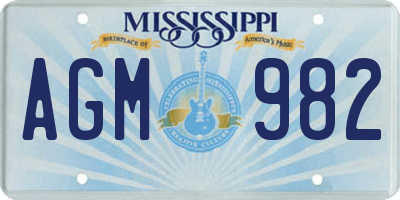 MS license plate AGM982