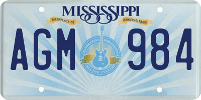 MS license plate AGM984