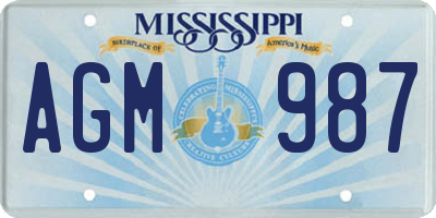 MS license plate AGM987