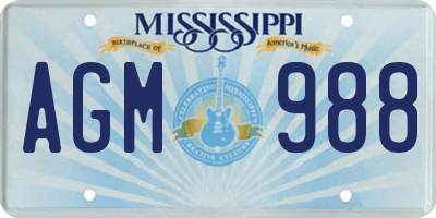 MS license plate AGM988