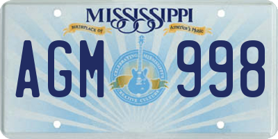 MS license plate AGM998