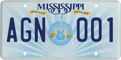 MS license plate AGN001