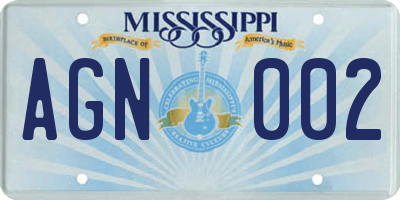MS license plate AGN002