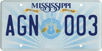 MS license plate AGN003