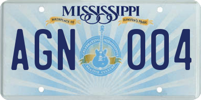 MS license plate AGN004