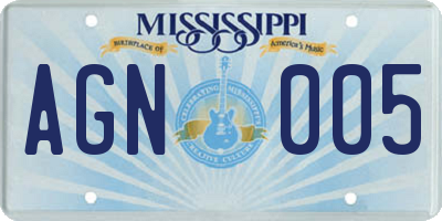 MS license plate AGN005