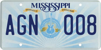 MS license plate AGN008
