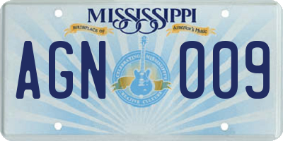 MS license plate AGN009