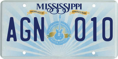 MS license plate AGN010