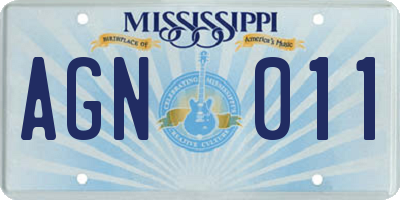 MS license plate AGN011