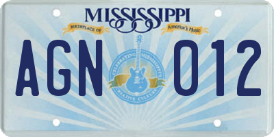MS license plate AGN012