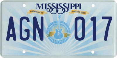 MS license plate AGN017