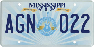 MS license plate AGN022
