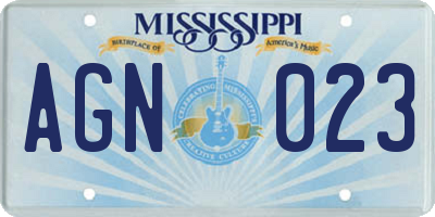 MS license plate AGN023