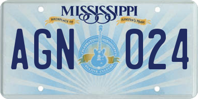 MS license plate AGN024