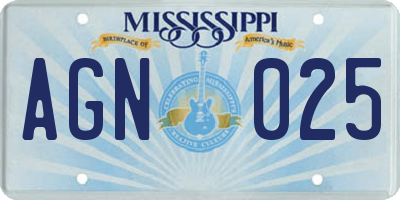 MS license plate AGN025