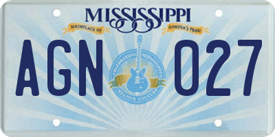 MS license plate AGN027