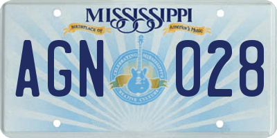 MS license plate AGN028