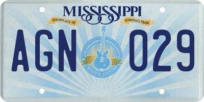 MS license plate AGN029