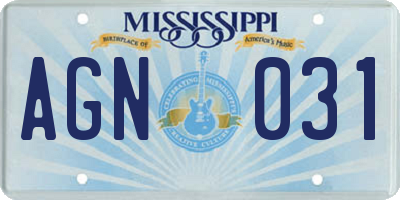 MS license plate AGN031