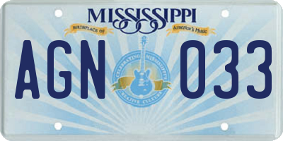 MS license plate AGN033