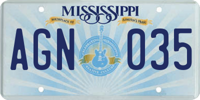 MS license plate AGN035