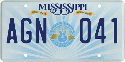 MS license plate AGN041