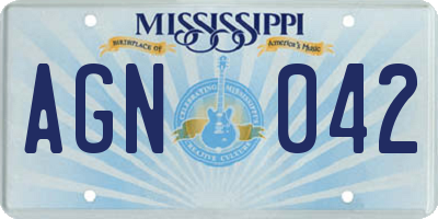 MS license plate AGN042