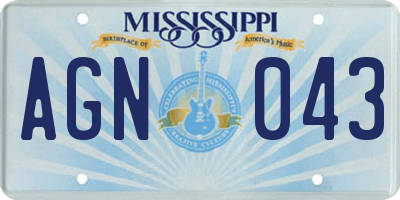 MS license plate AGN043