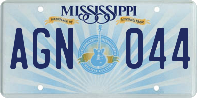 MS license plate AGN044