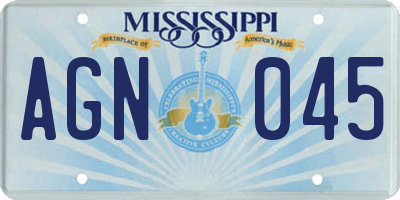 MS license plate AGN045