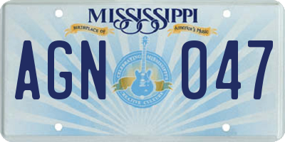 MS license plate AGN047