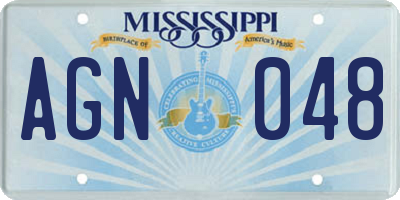 MS license plate AGN048