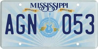 MS license plate AGN053