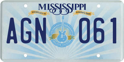 MS license plate AGN061