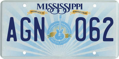 MS license plate AGN062