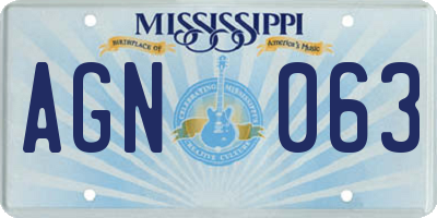 MS license plate AGN063