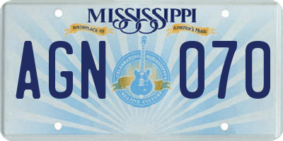 MS license plate AGN070