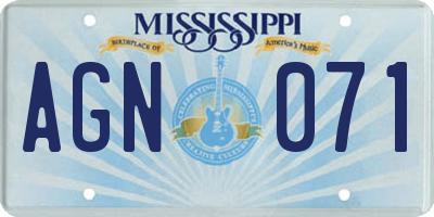 MS license plate AGN071