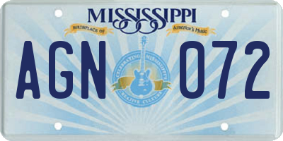 MS license plate AGN072