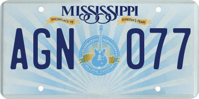 MS license plate AGN077