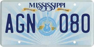 MS license plate AGN080