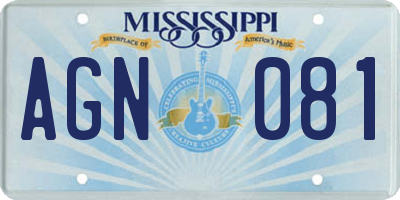 MS license plate AGN081