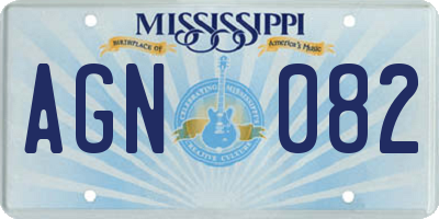 MS license plate AGN082