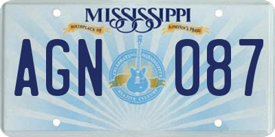 MS license plate AGN087