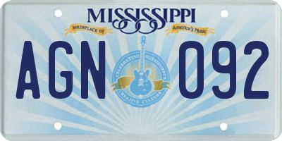 MS license plate AGN092
