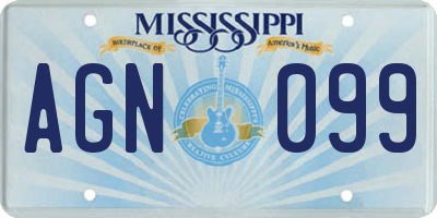 MS license plate AGN099