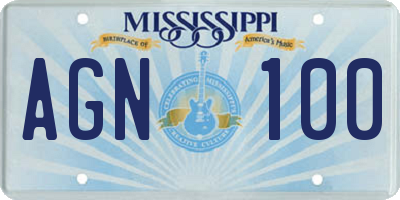 MS license plate AGN100